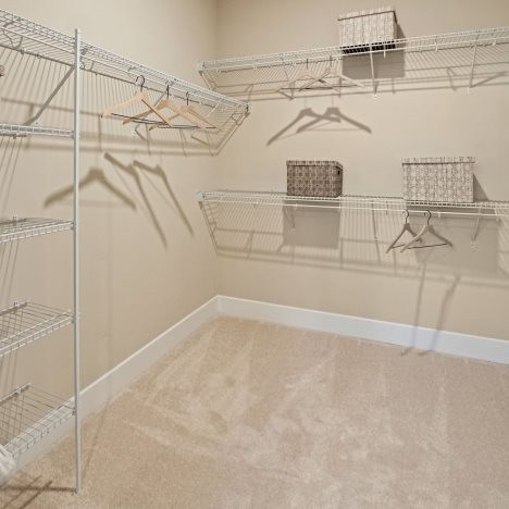 A generous walk-in closet comes equipped with vent