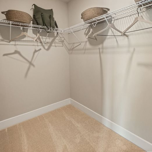 A generous walk-in closet is perfect for family me