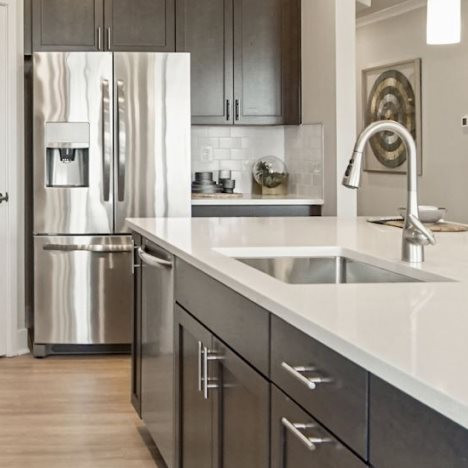 Stainless steel appliances and ample countertop sp