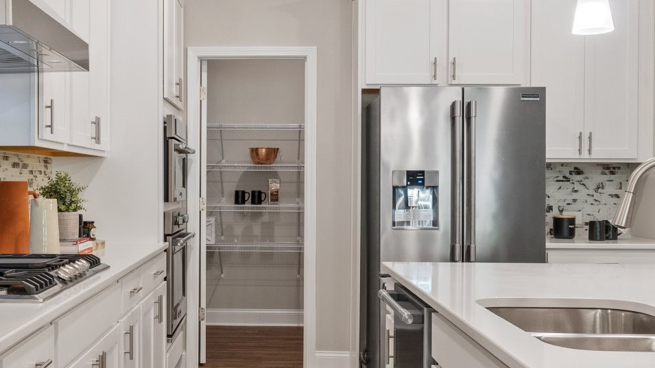 Between ample cabinetry storage and a walk-in pant